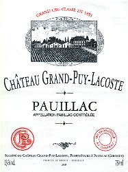 bottle label of Grand Puy Lacoste